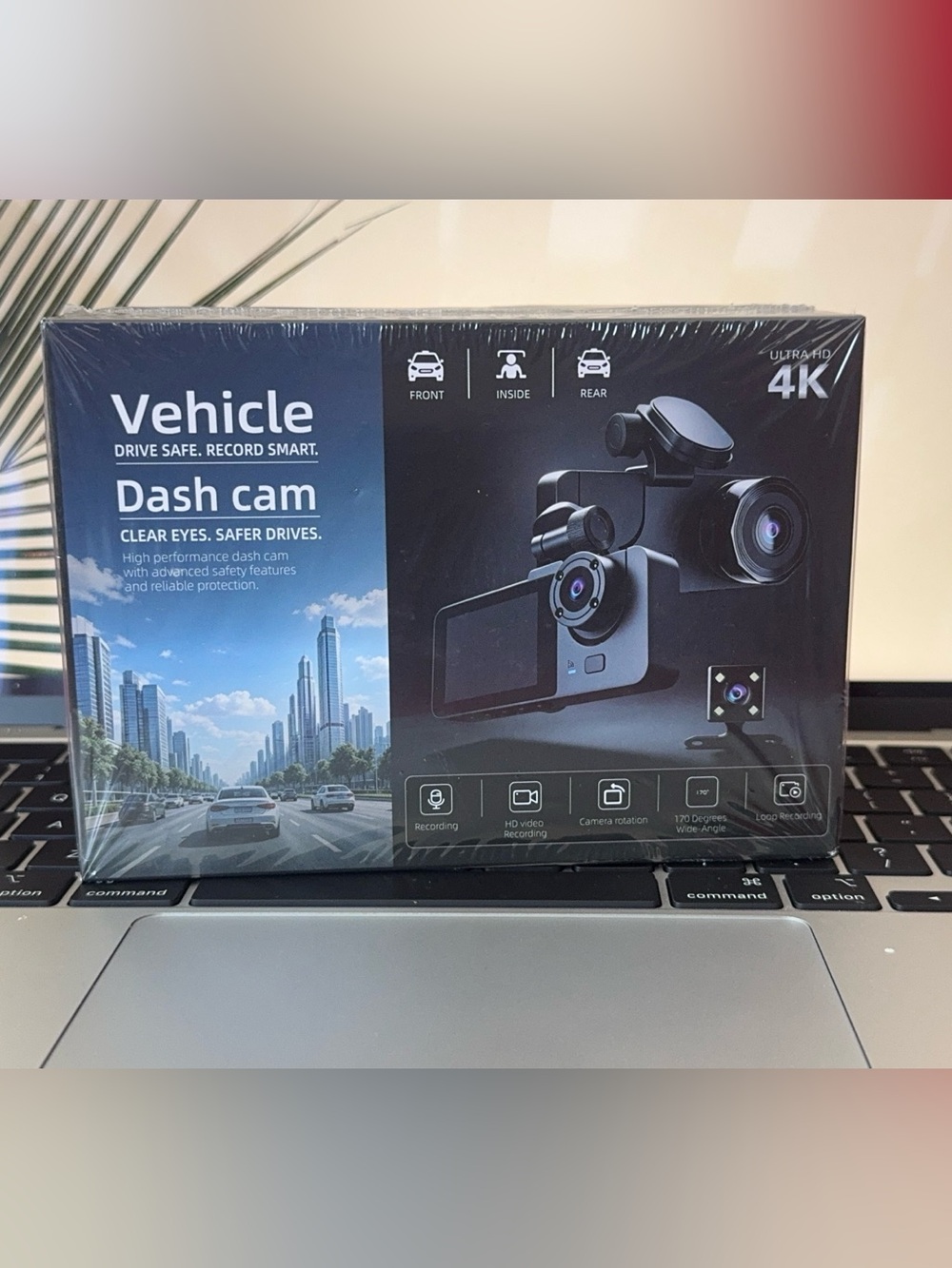 4K Triple Lens Dash Cam - Black
